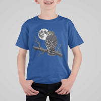 Owl Full Moon Graphic T Shirt For Kid Vintage Dark Academia Bird