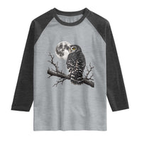 Owl Full Moon Graphic Raglan Shirt Vintage Dark Academia Bird