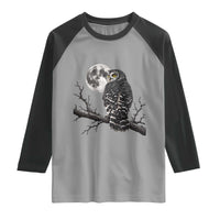 Owl Full Moon Graphic Raglan Shirt Vintage Dark Academia Bird