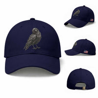 Winking Raven Crow Baseball Cap Vintage Dark Academia Funny Bird Graphic