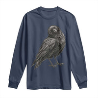 Winking Raven Crow Long Sleeve Shirt Vintage Dark Academia Funny Bird Graphic