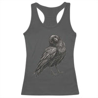 Winking Raven Crow Racerback Tank Top Vintage Dark Academia Funny Bird Graphic