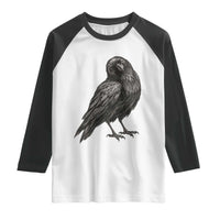 Winking Raven Crow Raglan Shirt Vintage Dark Academia Funny Bird Graphic