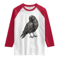 Winking Raven Crow Raglan Shirt Vintage Dark Academia Funny Bird Graphic