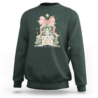Christian Christmas Sweatshirt Oh Come Let Us Adore Him Nativity Christmas Tree Bow - Wonder Print Shop