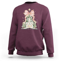 Christian Christmas Sweatshirt Oh Come Let Us Adore Him Nativity Christmas Tree Bow - Wonder Print Shop
