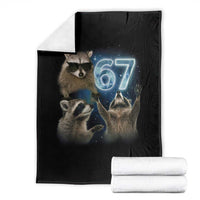 Funny 67 Raccoon Meme Throw Blanket Howling at The Moon Funny Six Seven Weird Cursed - Wonder Print Shop