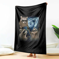 Funny 67 Raccoon Meme Throw Blanket Howling at The Moon Funny Six Seven Weird Cursed - Wonder Print Shop