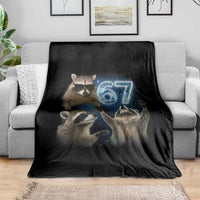 Funny 67 Raccoon Meme Throw Blanket Howling at The Moon Funny Six Seven Weird Cursed - Wonder Print Shop