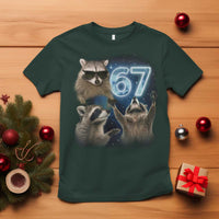 Funny 67 Raccoon Meme T Shirt Howling at The Moon Funny Six Seven Weird Cursed - Wonder Print Shop