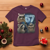 Funny 67 Raccoon Meme T Shirt Howling at The Moon Funny Six Seven Weird Cursed - Wonder Print Shop