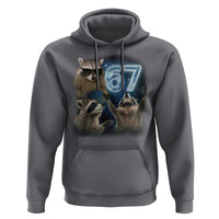 Funny 67 Raccoon Meme Hoodie Howling at The Moon Funny Six Seven Weird Cursed - Wonder Print Shop