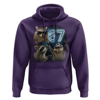 Funny 67 Raccoon Meme Hoodie Howling at The Moon Funny Six Seven Weird Cursed - Wonder Print Shop