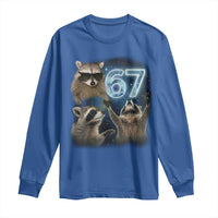 Funny 67 Raccoon Meme Long Sleeve Shirt Howling at The Moon Funny Six Seven Weird Cursed - Wonder Print Shop