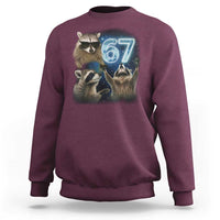 Funny 67 Raccoon Meme Sweatshirt Howling at The Moon Funny Six Seven Weird Cursed - Wonder Print Shop