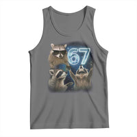 Funny 67 Raccoon Meme Tank Top Howling at The Moon Funny Six Seven Weird Cursed - Wonder Print Shop