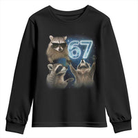 Funny 67 Raccoon Meme Youth Sweatshirt Howling at The Moon Funny Six Seven Weird Cursed - Wonder Print Shop