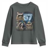 Funny 67 Raccoon Meme Youth Sweatshirt Howling at The Moon Funny Six Seven Weird Cursed - Wonder Print Shop