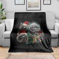 3 Raccoons Howling At Moon Christmas Throw Blanket Funny Weird Cursed Meme - Wonder Print Shop