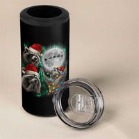 3 Raccoons Howling At Moon Christmas 4 in 1 Can Cooler Tumbler Funny Weird Cursed Meme - Wonder Print Shop