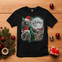 3 Raccoons Howling At Moon Christmas T Shirt Funny Weird Cursed Meme - Wonder Print Shop