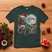 3 Raccoons Howling At Moon Christmas T Shirt Funny Weird Cursed Meme - Wonder Print Shop