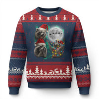 3 Raccoons Howling At Moon Xmas Ugly Christmas Sweater Funny Weird Cursed Meme - Wonder Print Shop