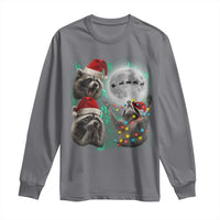 3 Raccoons Howling At Moon Christmas Long Sleeve Shirt Funny Weird Cursed Meme - Wonder Print Shop