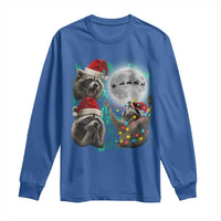 3 Raccoons Howling At Moon Christmas Long Sleeve Shirt Funny Weird Cursed Meme - Wonder Print Shop