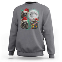 3 Raccoons Howling At Moon Christmas Sweatshirt Funny Weird Cursed Meme - Wonder Print Shop
