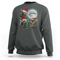 3 Raccoons Howling At Moon Christmas Sweatshirt Funny Weird Cursed Meme - Wonder Print Shop