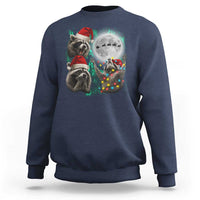 3 Raccoons Howling At Moon Christmas Sweatshirt Funny Weird Cursed Meme - Wonder Print Shop