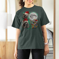 3 Raccoons Howling At Moon Christmas T Shirt For Women Funny Weird Cursed Meme - Wonder Print Shop