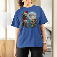3 Raccoons Howling At Moon Christmas T Shirt For Women Funny Weird Cursed Meme - Wonder Print Shop