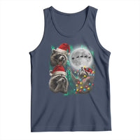 3 Raccoons Howling At Moon Christmas Tank Top Funny Weird Cursed Meme - Wonder Print Shop
