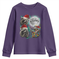 3 Raccoons Howling At Moon Christmas Youth Sweatshirt Funny Weird Cursed Meme - Wonder Print Shop