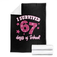 I Survived 67 Days Of School Throw Blanket Funny Six Seven Teachers Students Meme Pink - Wonder Print Shop