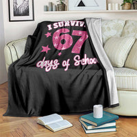 I Survived 67 Days Of School Throw Blanket Funny Six Seven Teachers Students Meme Pink - Wonder Print Shop
