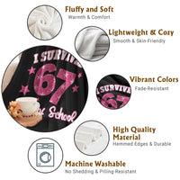 I Survived 67 Days Of School Throw Blanket Funny Six Seven Teachers Students Meme Pink - Wonder Print Shop