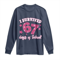 I Survived 67 Days Of School Long Sleeve Shirt Funny Six Seven Teachers Students Meme Pink - Wonder Print Shop