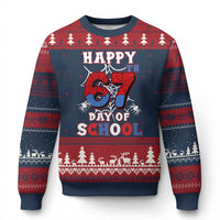 Happy 67th Day Of School Ugly Christmas Sweater Boys Girls Spider 67 Days - Wonder Print Shop