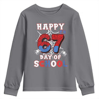 Happy 67th Day Of School Youth Sweatshirt Boys Girls Spider 67 Days - Wonder Print Shop
