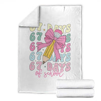67 Days of School Coquette Bow Throw Blanket Funny Six Seven Meme 67th Day Teacher Student - Wonder Print Shop