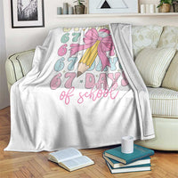 67 Days of School Coquette Bow Throw Blanket Funny Six Seven Meme 67th Day Teacher Student - Wonder Print Shop