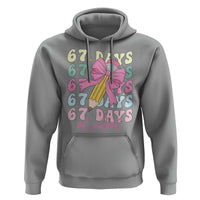 67 Days of School Coquette Bow Hoodie Funny Six Seven Meme 67th Day Teacher Student - Wonder Print Shop