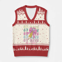 67 Days of School Coquette Bow V-Neck Knit Sweater Vest Funny Six Seven Meme 67th Day Teacher Student - Wonder Print Shop