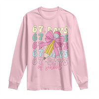 67 Days of School Coquette Bow Long Sleeve Shirt Funny Six Seven Meme 67th Day Teacher Student - Wonder Print Shop