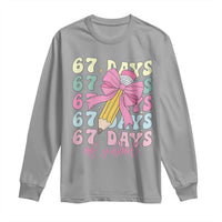 67 Days of School Coquette Bow Long Sleeve Shirt Funny Six Seven Meme 67th Day Teacher Student - Wonder Print Shop