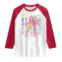 67 Days of School Coquette Bow Raglan Shirt Funny Six Seven Meme 67th Day Teacher Student - Wonder Print Shop