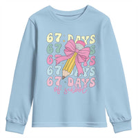 67 Days of School Coquette Bow Youth Sweatshirt Funny Six Seven Meme 67th Day Teacher Student - Wonder Print Shop